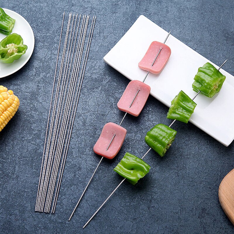20 pièces acier inoxydable Barbecue Barbecue outils légumes ronds agneau brochettes dog Kebab brochette gadget de cuisine accessoires de cuisine