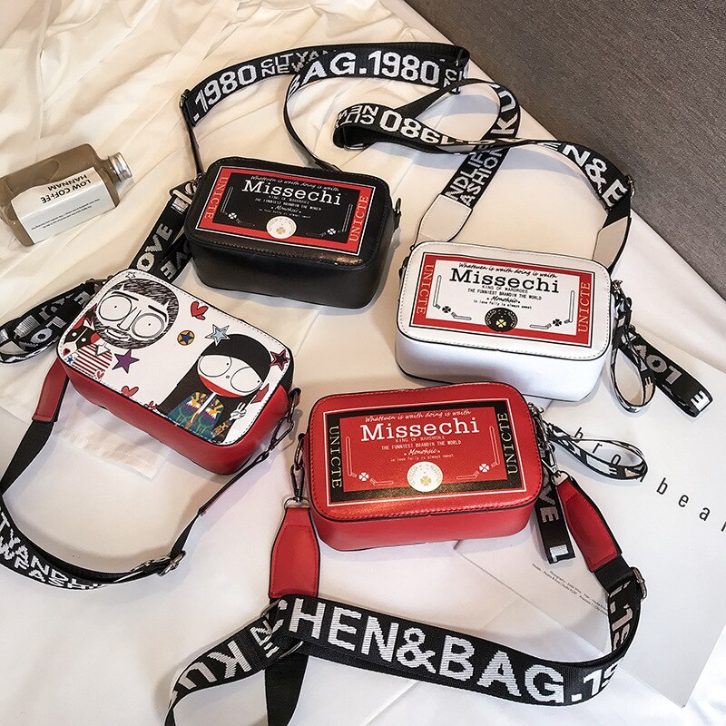 Donne mini Scatola di Sacchetto di Spalla di proprietà Petto Borsa con Tracolla per le donne 2020 Cinghia di Spalla larga Sacchetto Della Macchina Fotografica 2 strato di Stampa Borse