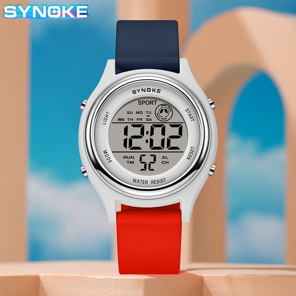 SYNOKE Kleurrijke kinderen zeven lichten horloges sport studenten digitaal horloge voor kinderen waterdicht elektronisch horloge schokbestendig