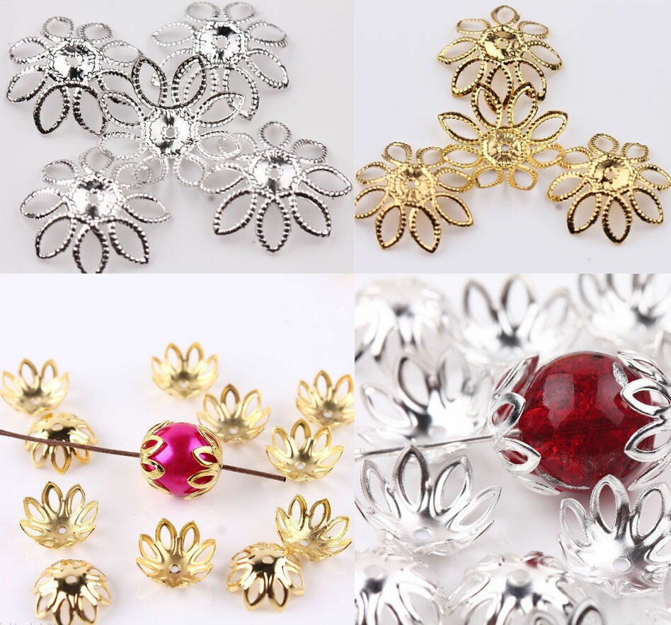 500 Stks/partijen Zilveren Vergulde 6Mm Metaal Filigraan Bloem Kraal Caps Diy Bead Bevindingen Voor Sieraden Maken