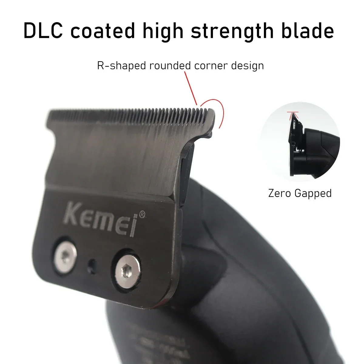Kemei KM-2293 Full Metal Trimmer for Men Zero Gapped Finishing Machine DLC T-Blade Hair Trimmer Machine LED Haircut