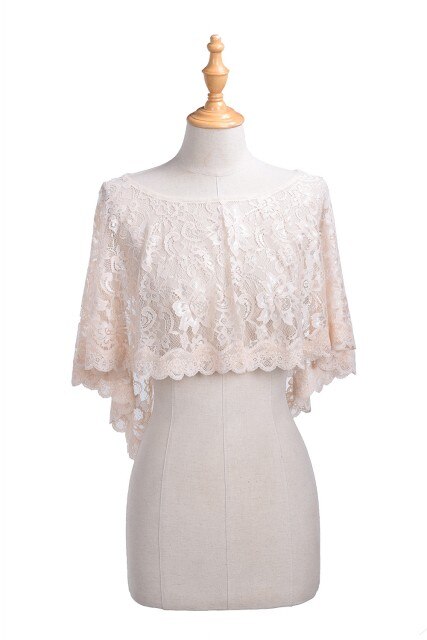 été dentelle mariée mariage boléro mariée opéra soirée fête de bal Costume Capes bleu Royal rouge vestes foulard de tête pour femme: Champagne