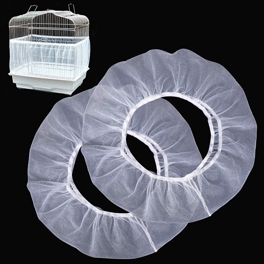 Dustproof Birdcage Cover Nylon Mesh Bird Cage Cover Shell Skirt Net Seed Catcher Guard Airy Mesh Net Parrot Pet Bird Cage Cover