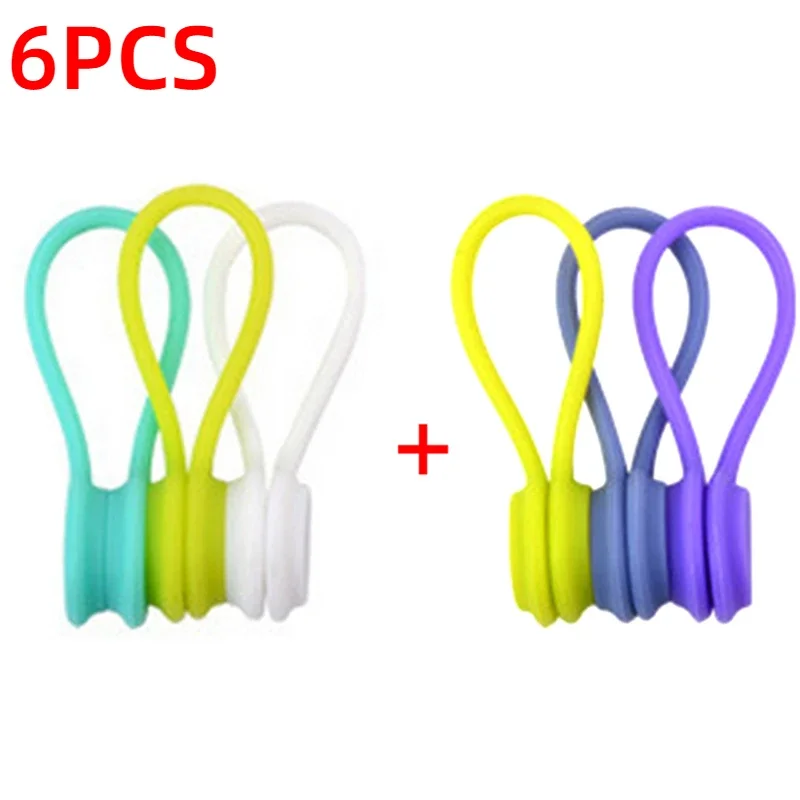 Bridas magnéticas para cables, organizador enrollador de cables de silicona, soporte de almacenamiento para auriculares, Clips para Cable de datos de auriculares, 3-12 Uds.: Morado