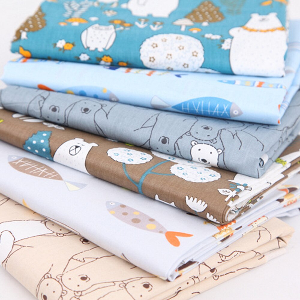 DIY Handmade Cotton Fabrics Patchwork Cloth Group Cotton Cloth DIY Forest Bear Animal Pattern Manual Cloth For Baby & Children
