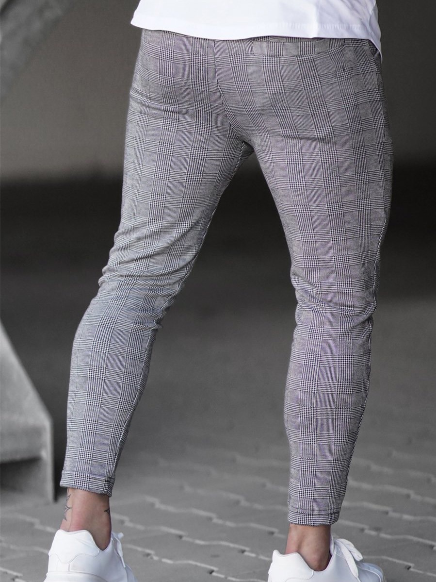 Pantalones deportivos de para hombres, pantalones de pitillo de cintura alta a cuadros para niños para primavera y otoño
