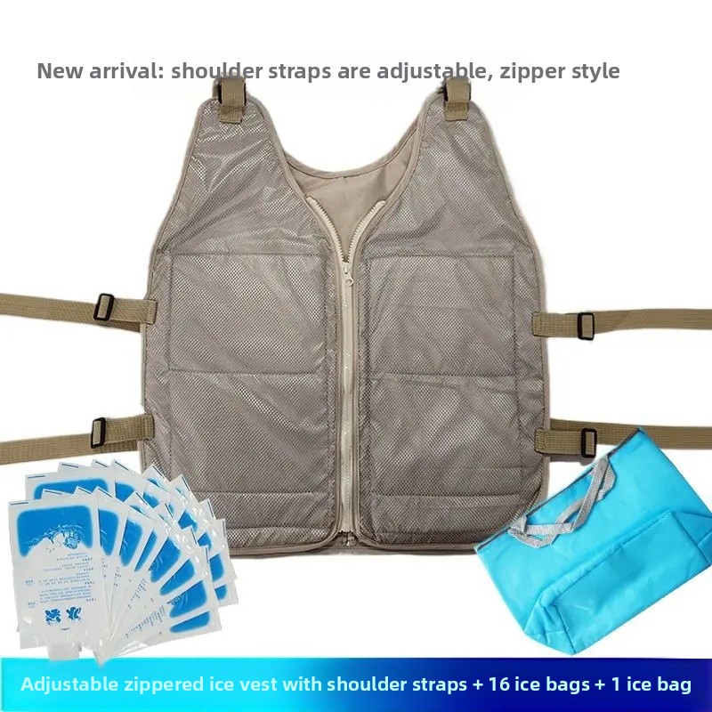 Summer Cooling Vest Ice Bag Vest Outdoor Heatstroke Prevention Clothing Men's Vest Cold Relief Essential Tool: Clear