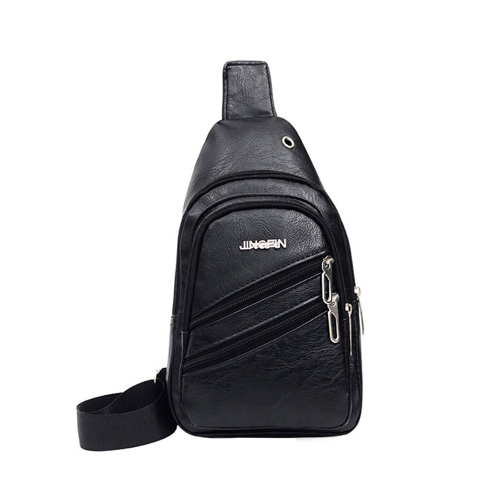 Men Chest Pack Single Shoulder Bags USB Charging Chest Bag Crossbody Bags Anti Theft For Sports Messengers Bag #N: Black 