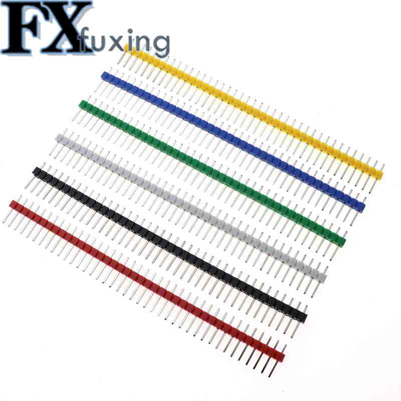 30 STKS 40 Pin Breekbare Pin Header 2.54mm Enkele Rij Mannelijke Header Connector Kit PCB Pin Strip Voor Arduino Zwart Wit Rood Groen