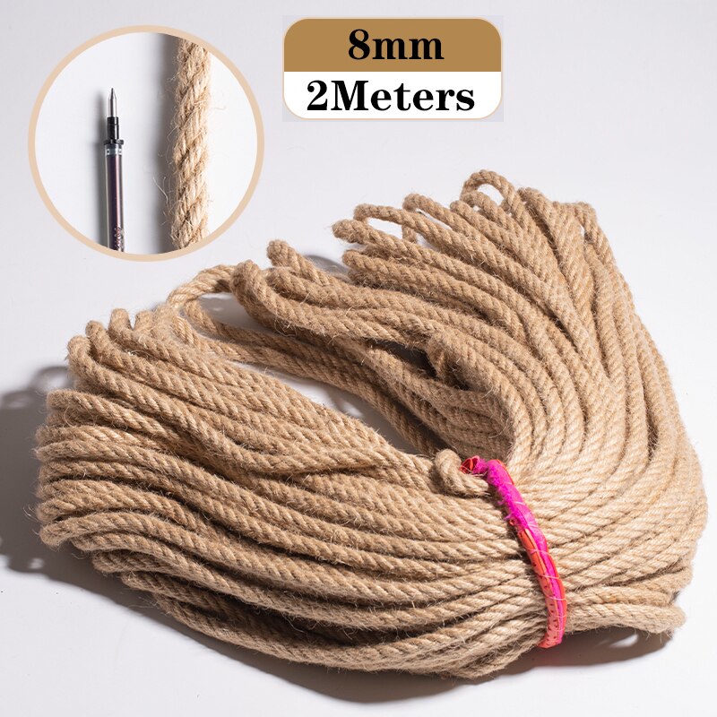 Cuerda de Yute Natural para decoración del hogar, hilo de yute para manualidades, costura hecha a mano, para , Navidad, 1mm-10mm: Jute 8mm 2Meters