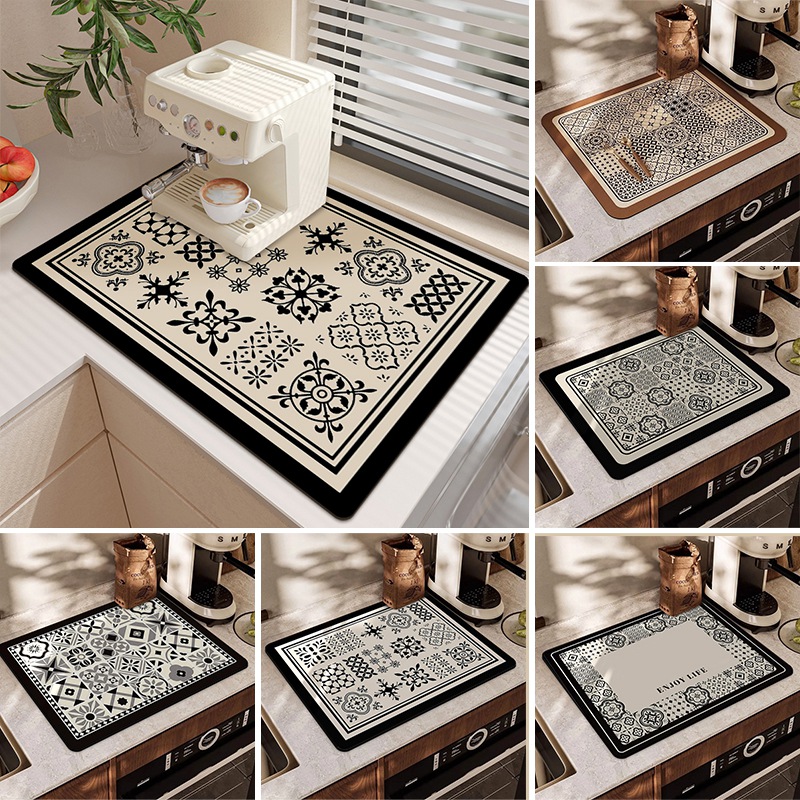 Keuken Afvoer Pad Afdruiprek Mat Absorberende Schotel Drogen Tapijten Antislip Servies Serviesgoed Placemat Gootsteen Keukenmatten