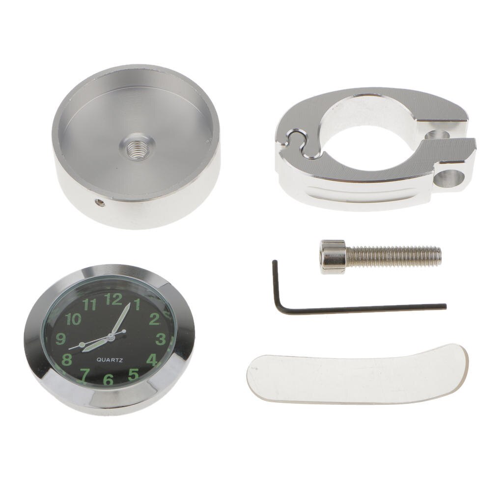 7/8 "1" Chrome Motorcycle Fietsstuur Mount Dial Klok Waterdicht Cruiser