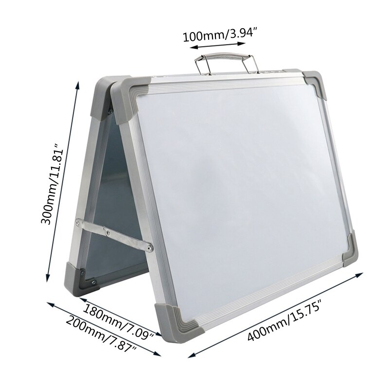 Pizarra blanca plegable magnética de escritorio, Mini caballete portátil de doble cara para mesa con soporte para dibujo de niños