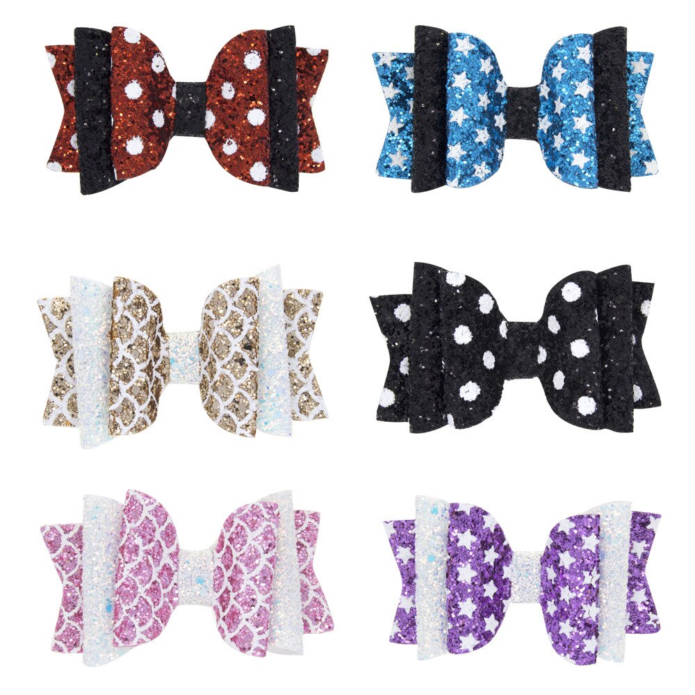 3 zoll funkeln Druck Herz Haar BöGen Haarnadeln für Mädchen freundlicher Haar Clip Griffe freundlicher Party Haar Zubehör