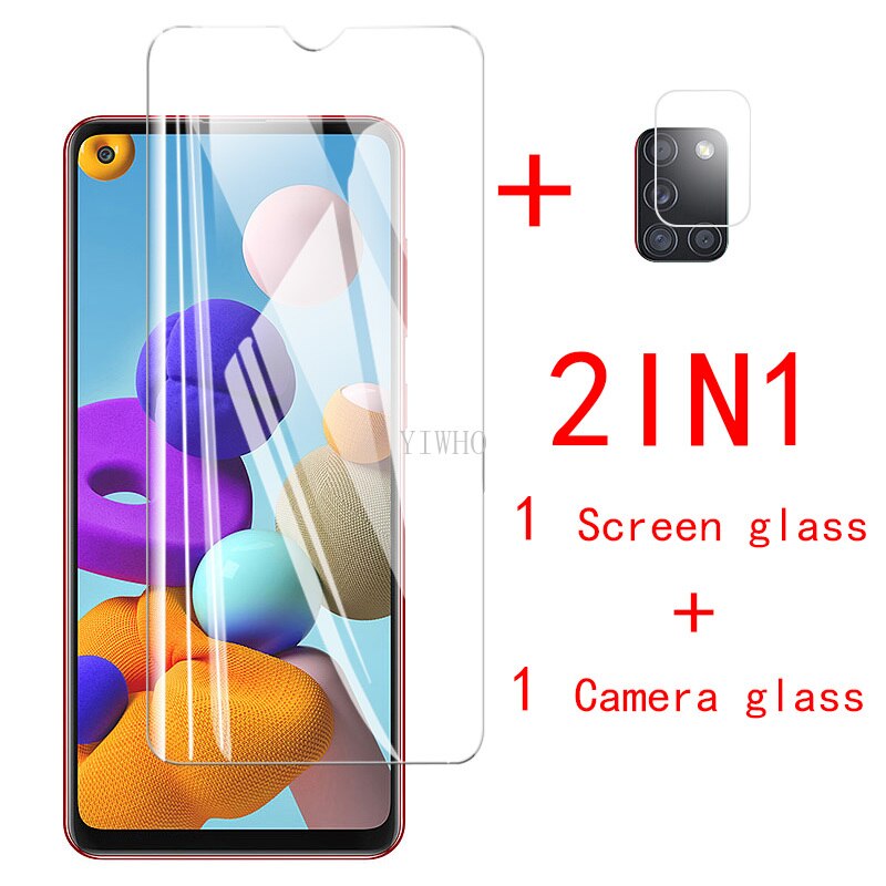 glass for samsung a 21s a21s glasses camera protector on galaxy a21s a 21s a217f/ds protective film 6.5'' tempered glas: A21S / 2in1 HD