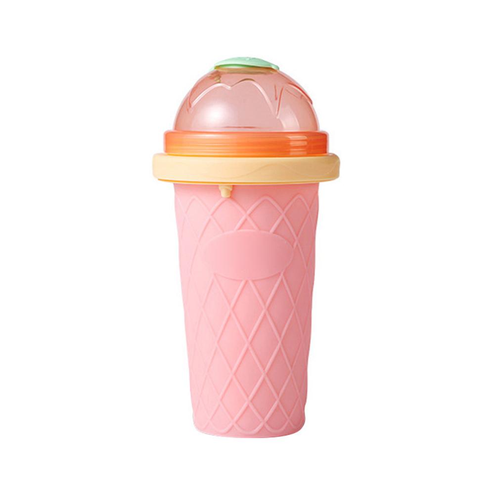 Silicone Smoothie Cup DIY Ice Cream Maker Homemade Double Layer Squeeze Cup Ice Slush Making Bottle Kitchen Tool: Pink