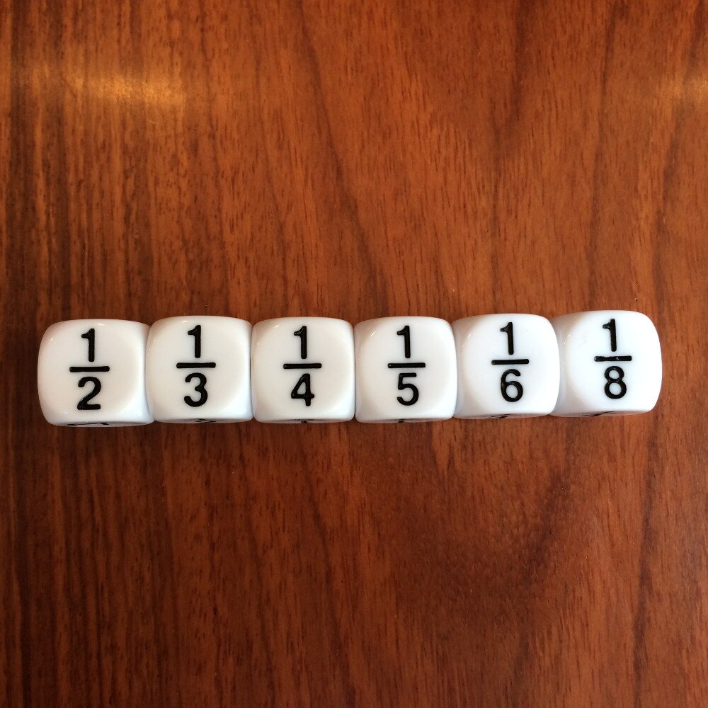 10Pcs/set 16MM Rounded Fraction Dice 1/2 1/3 1/4 1/5 1/6 1/8 For Math teaching Accessory