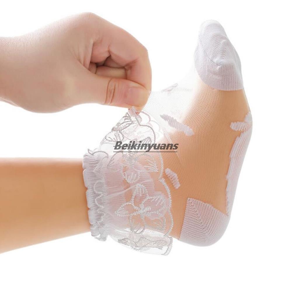 New summer children&#39;s socks girls lace socks Princess mesh glass silk stockings girls white socks