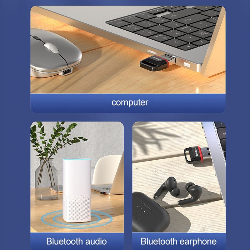 Usb bluetooth 5.0 bluetooth sovitin vastaanotin dongle tietokoneelle tietokone langaton hiiri näppäimistö musiikki vastaanotin lähetin sovitin