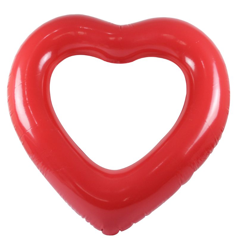 Oppustelig svømningsring rød hjerteformet flydende værktøj swimmingpool livbøje: 120cm