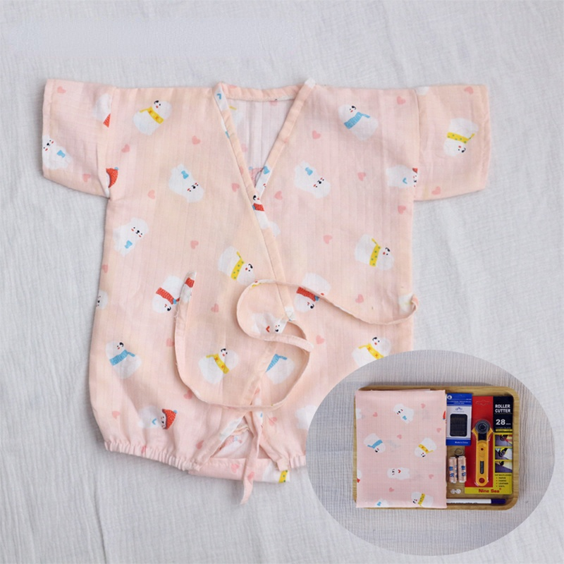 DIY Sewing Kit Patchwork Cloth Material Set with Cotton Fabric Needls Threads Rotary Cutter for Sewing Baby Clothing