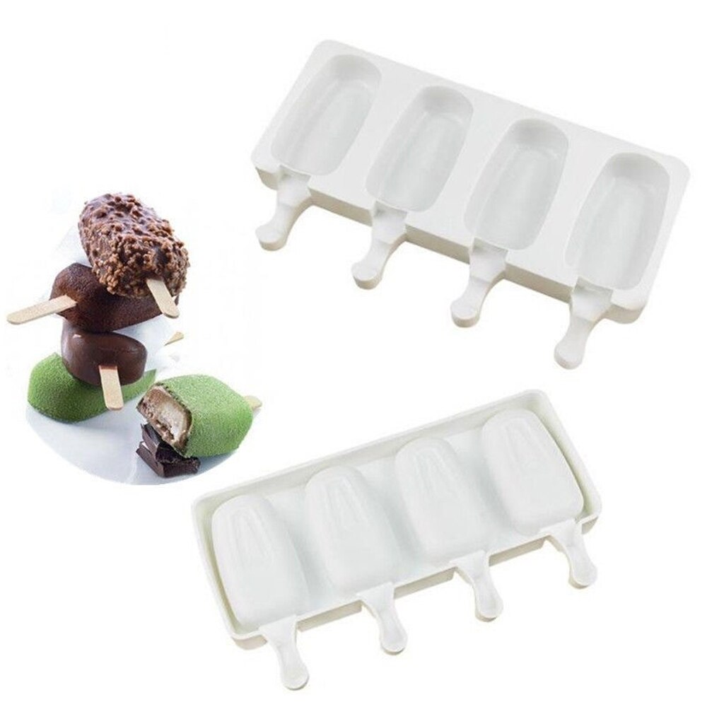 Molde de silicona para helados de gran tamaño, 4 celdas, para postres caseros, congelador, frutas y zumos