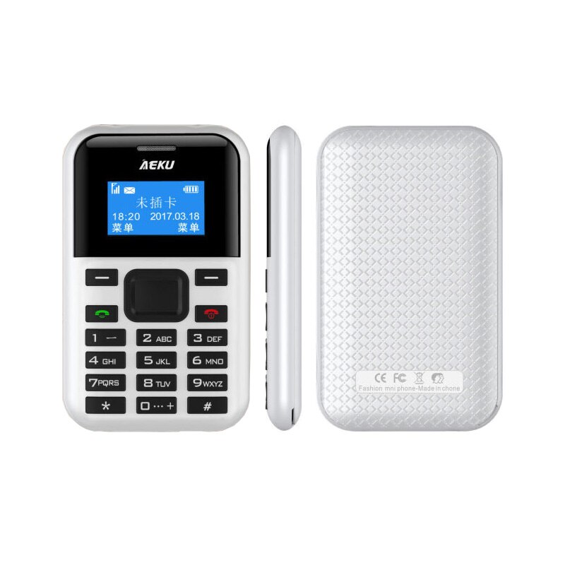 Original AEKU C8 MP3 Player Multi Language PK AEKU E1 M5 C6 500mAh Battery Long Standby Card Phone One Key Fast Dial: Standard Phone / White