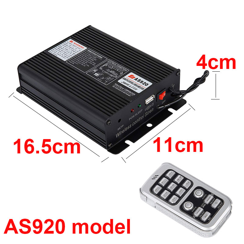 400W 16 Sound Car Siren Spealer and Truck Warning Alarm Police Siren Horn Ambulance Emergency Electronic Horn Kit PA MIC System: 1pc power box