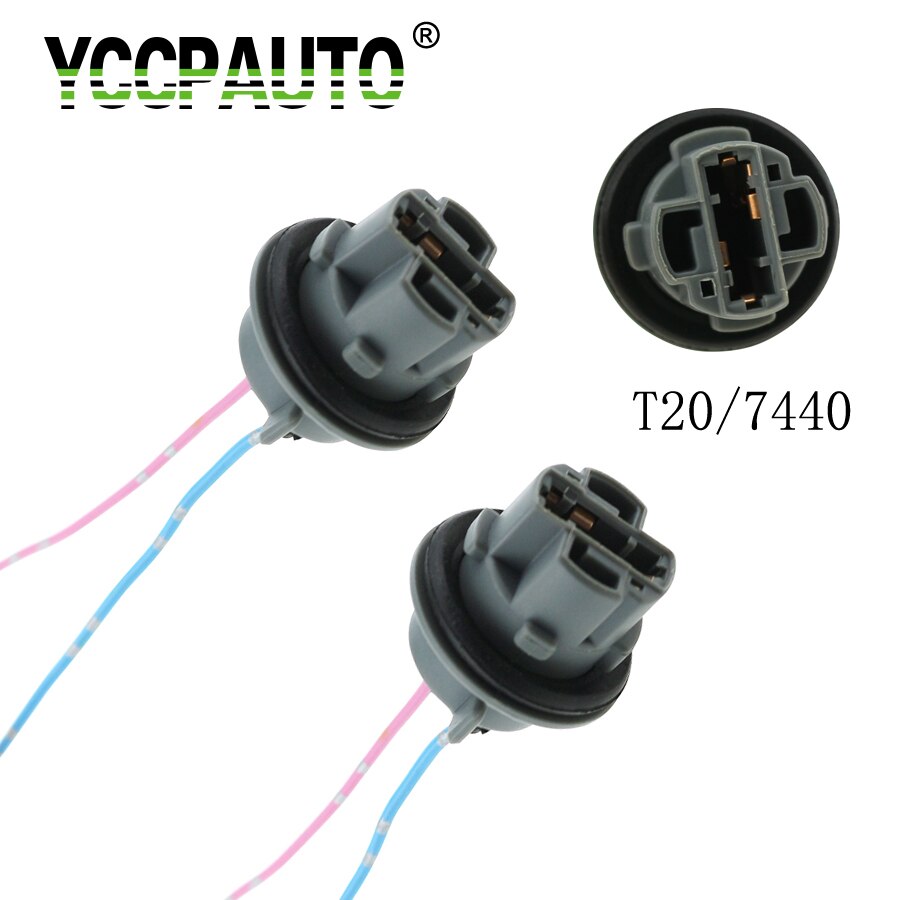 Yccpauto 2 stk  t20 7440 7443 pære socket holder  w21/5w w21w led lys basen koble ledningene kabel for bil auto parkeringslys