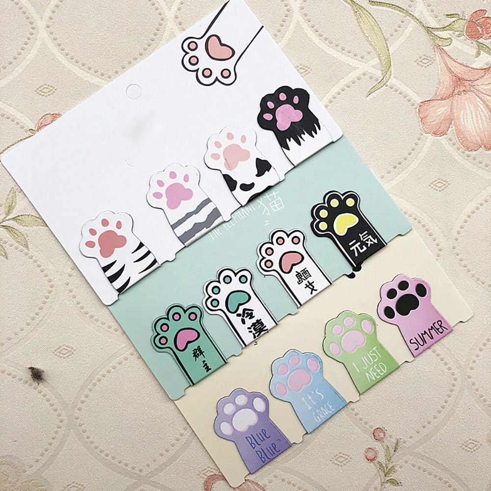 4pcs /Set Cute Cat Paw Magnetic Bookmarks Kawaii Book Markers Stationery Novelty Book Labels Paper Page School Office Supplies