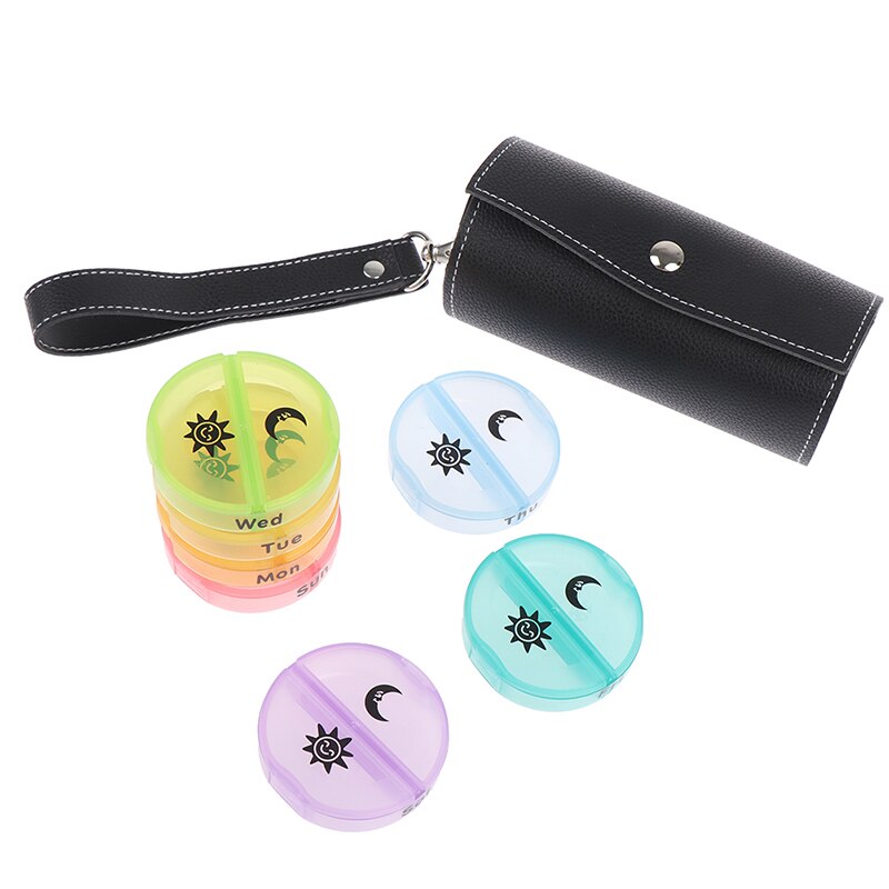 1Pc 14Grids 7Days Weekly 7 Days Tablet Pill Box Holder Medicine Storage Organizer Container Case with PU Pouch