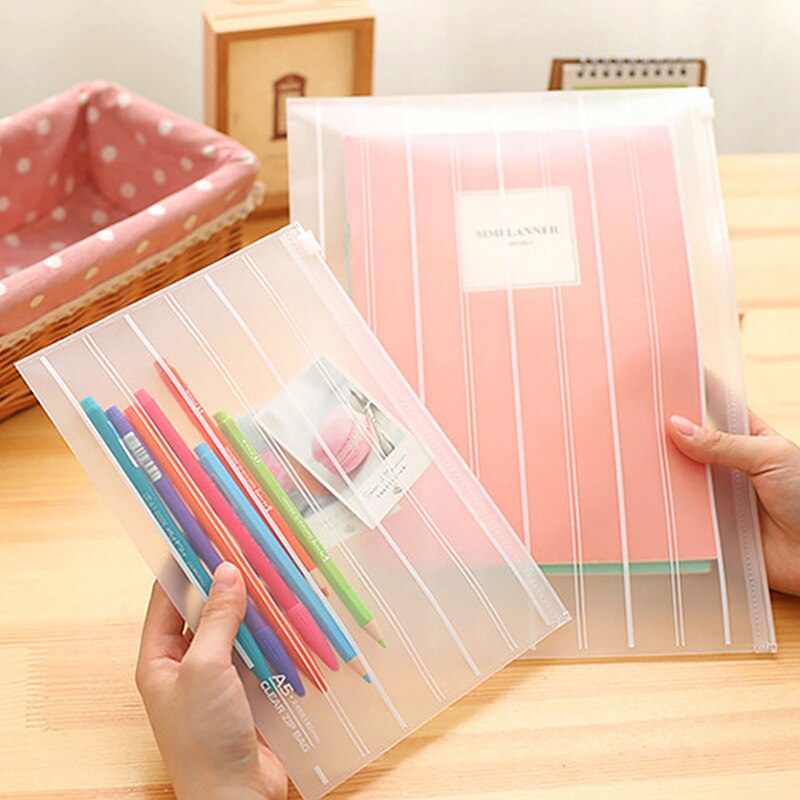 Transparent PVC A4 A5 File Folder Desk Document Organizer Bag Office School Pencil Storage Case Stationery Supplies Stationery
