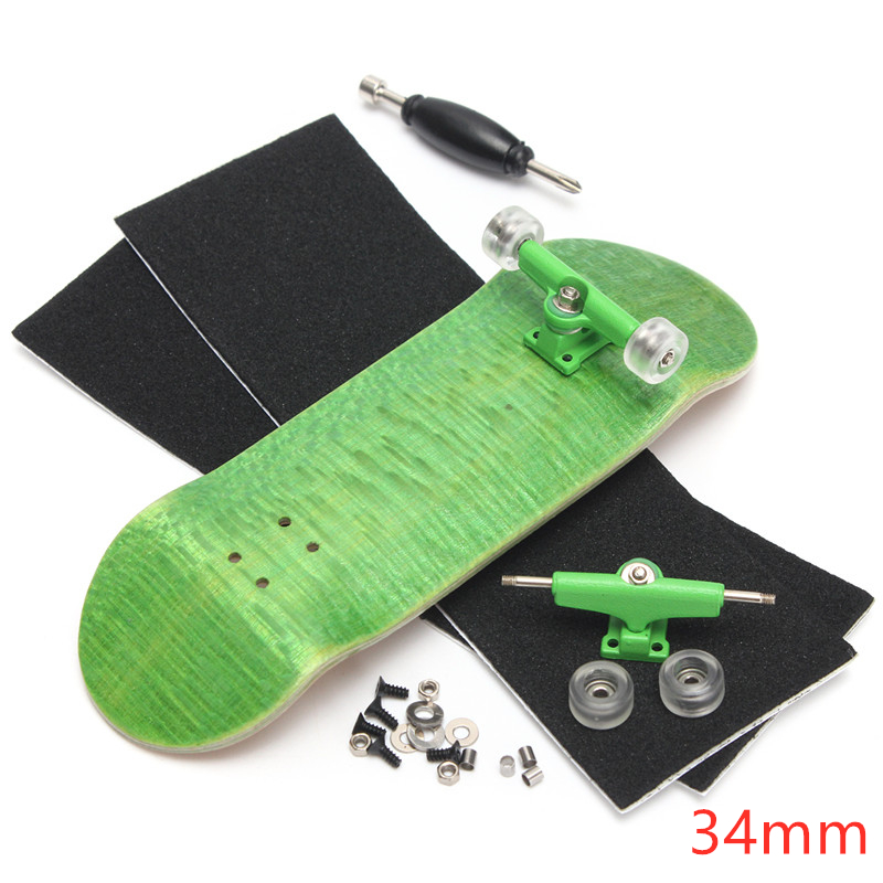 Holz Finger Skateboards Professionelle Finger Schlittschuh Gremium Holz Griffbrett mit Lagerbier Rad Schaum Schraubendreher: Grün 34mm