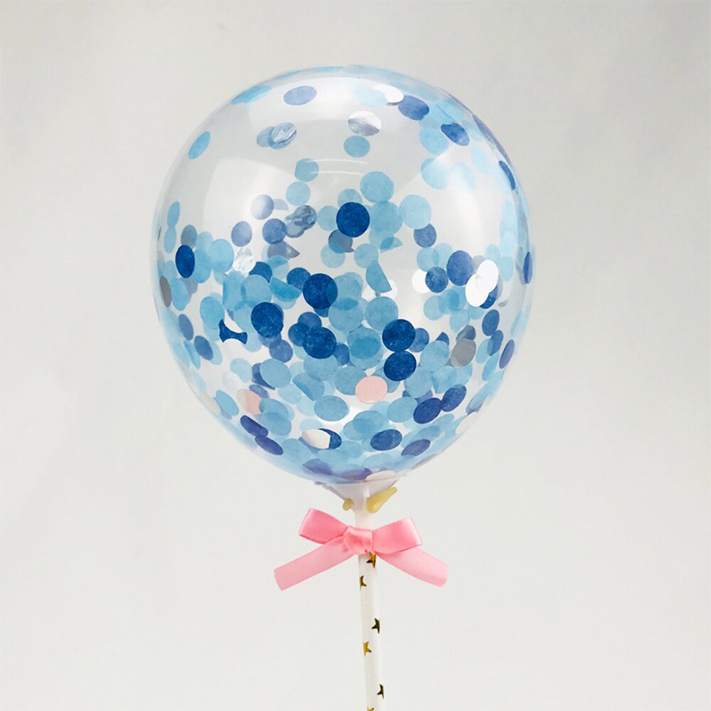 1set 10pcs 5inch Balloon Cake Topper Set Birthday Party Decoration Cake Toppers Baby Shower Wedding Decor Supplies: Blue-1set