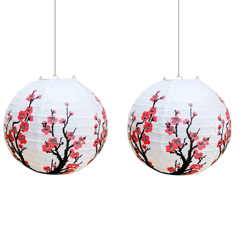 Flor de ameixa chinesa (pacote de 5), lanterna de papel branca redonda chinesa com lâmpada de estilo chinês oriental para decoração de casa presente: Default Title