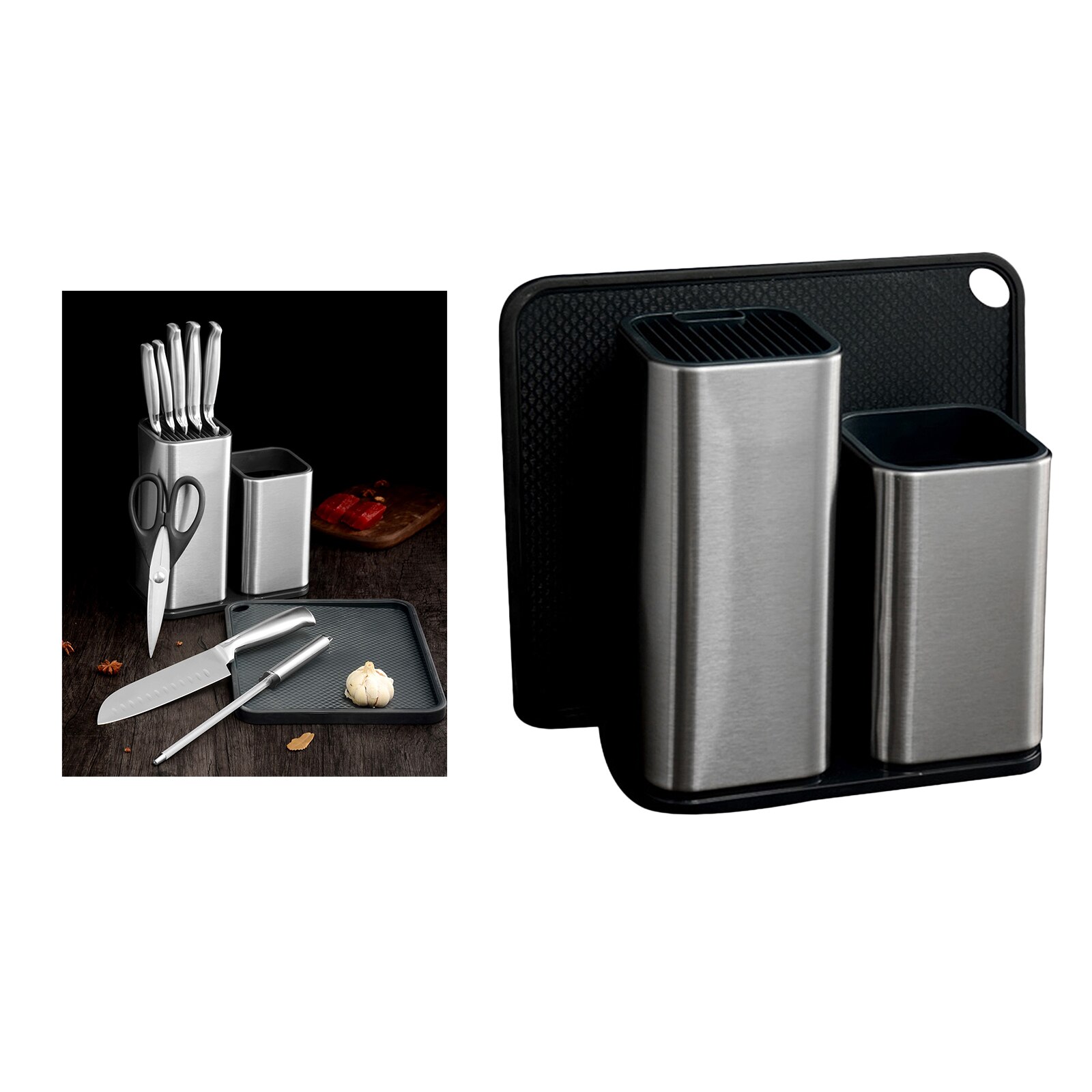 Knife Block Holder Scissors Slot Protect Blades Knife Storage Organizer Rack Stainless Steel: Style 3