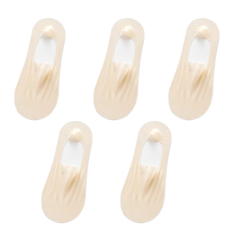 5Pairs Women Invisible Boat Socks Breathable Silicone Non-slip Ultra-thin Sock Slippers Elastic Ice Silk Low Sox: black
