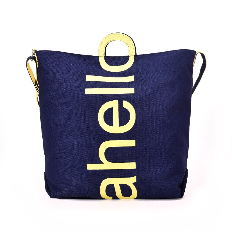 Alasir-Bolso de hombro con letras coreanas para mujer, de gran capacidad bandolera con estampado de letras, de niña, para ir al trabajo: Azul