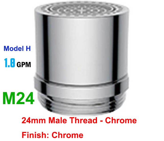 Dual-functie 2-Flow Waterbesparende Kraan Beluchter, Tap Beluchter Swivel, Aanrecht Beluchter Kraan Sproeier Hoofd Vervanging Deel: H-M24-Chrome