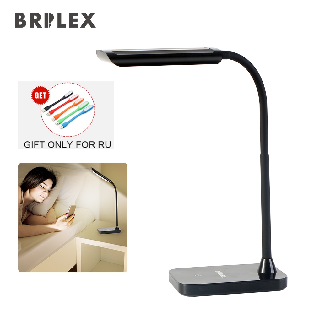 BRILEX lampe de bureau Flexible lampe à LED commande tactile lampe de Table 3 Modes d'éclairage bras rotatif et réglable noir un