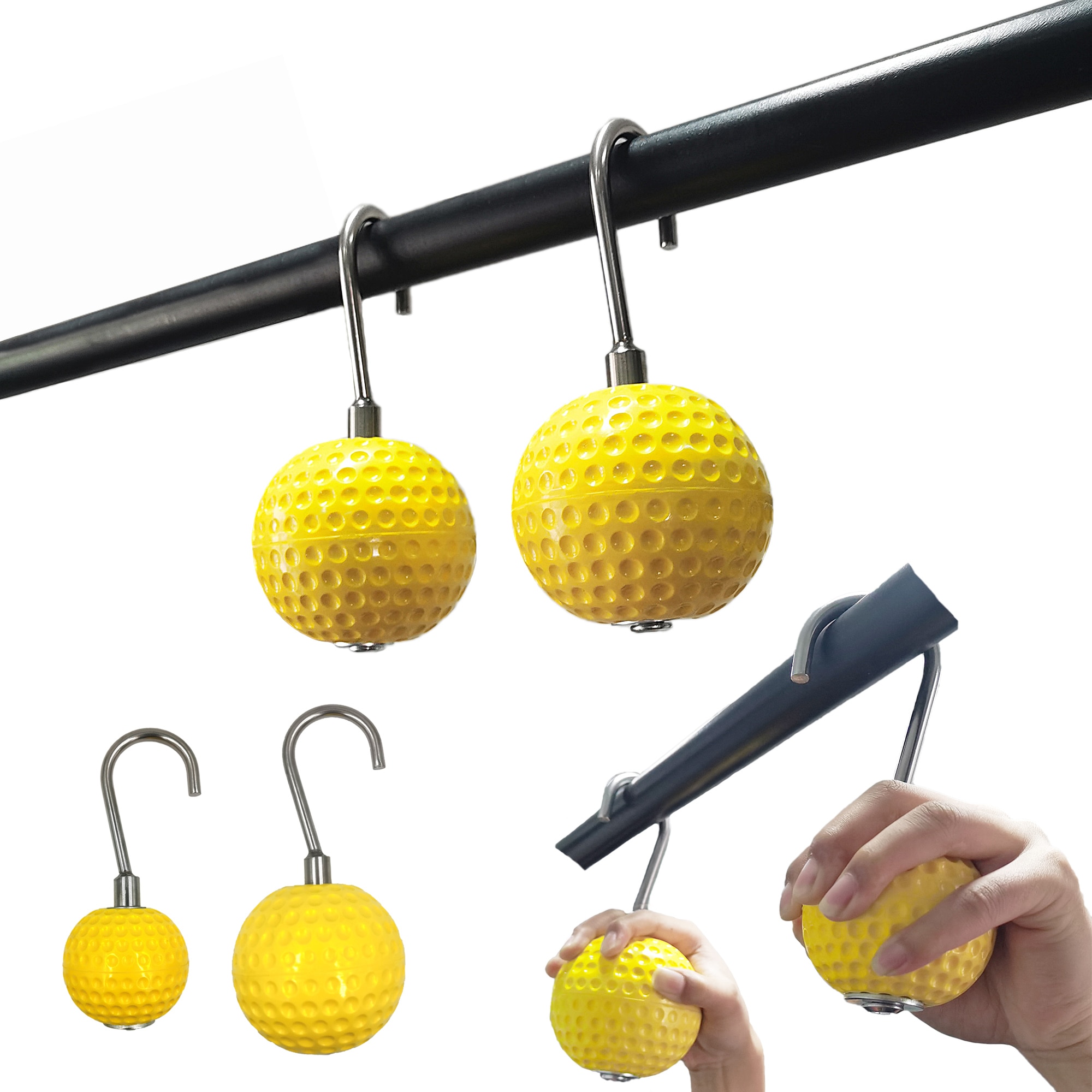 Sæt  of 2 kanonkuglegreb pull up bar greb med rustfri stål krog til hjemmegymnastik fitness power arm styrke crossfit træning