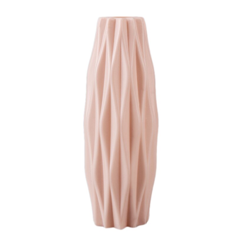 Flower Vase Decoration Home Plastic Vase White Imitation Ceramic Flower Basket Nordic Decoration Vases (Pink): Default Title