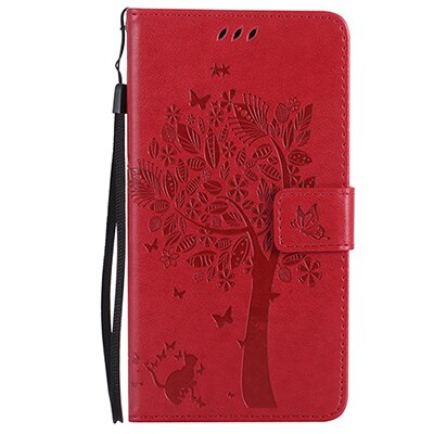 Cover Phone Case For Samsung Galaxy J5 j530 j530F EU 5.2" Flip PU Leather Shell Embossing Tree Cat Book Style Holster Bag: Red