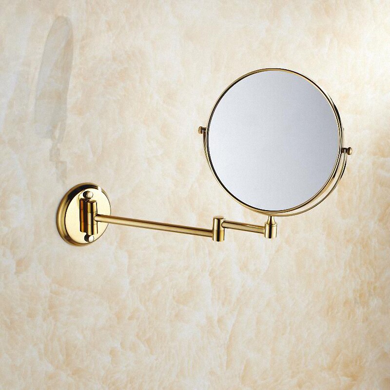 Bathroom Magnifying Makeup Mirror, Double-Sided 1X/3X, Extendable Folding Arm, Wall Mounted Vanity Round Mirrors, Solid Brass