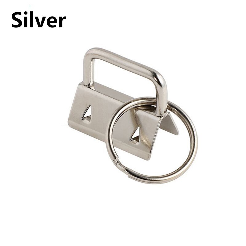 10 stk nøglefob 26mm nøglering splitring til armbåndsarmbånd bomuldshale klip hardware tilbehør: Sølv