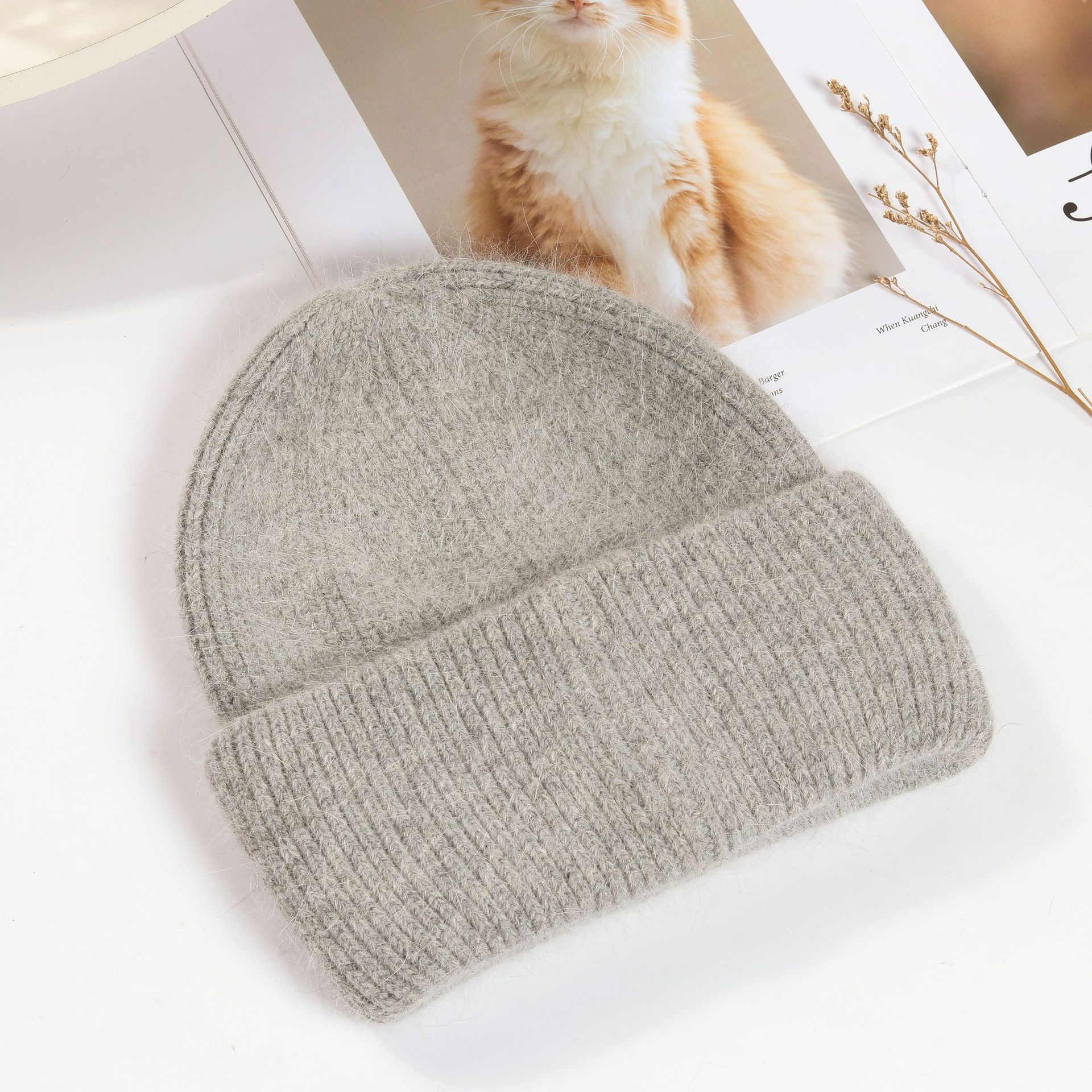 Vrouwen Hoeden Winter Gebreide Hoed Angola Konijnenbont Beanie Bonnet Meisje Hoed Herfst Vrouwelijke Cap Warm Houden mode Caps: 8