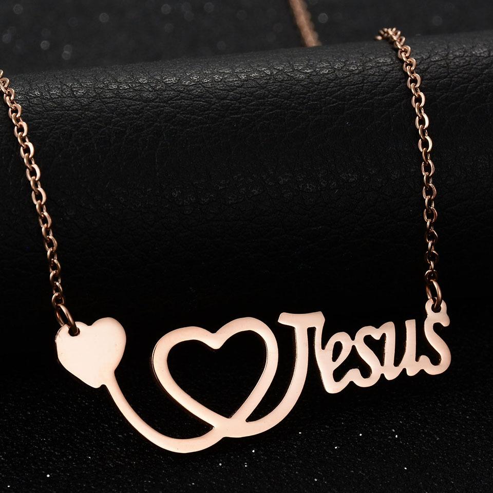 Jezus ketting I love jesus: Rose Golden