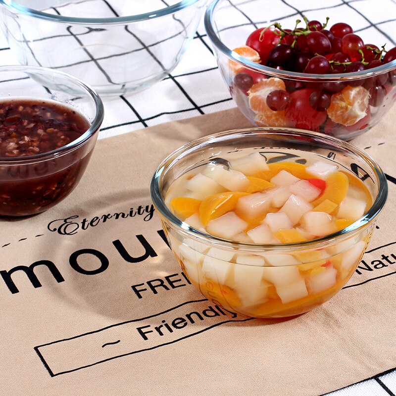 Tigela de cereais de vidro transparente engrossado salada de frutas sobremesa copo doméstico resistente ao calor forno de microondas tigelas especiais único