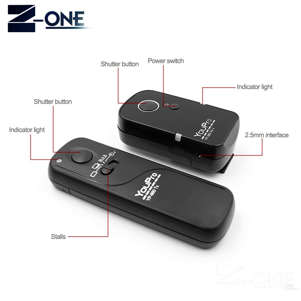 YP-860II/S1 senza fili Controllo Scatto Remoto per Sony alfa a900 a850 a700 a560 a550 a500 a450 a400 a350 a300 a200 a100