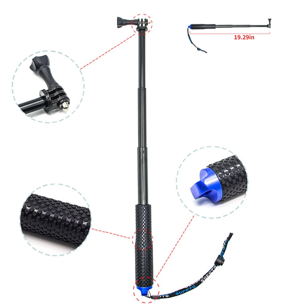Fästen för gopro tillbehör set för go pro hero 7 svart 6 5 kit 3 -vägs selfie stick för eken  h9r h8r /  för xiaomi yi eva fodral